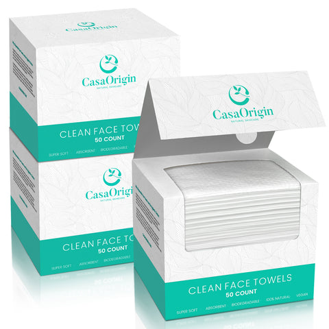 CASAORIGIN Disposable Face Towel, 10" x 12", 50 Count, 3 Packs