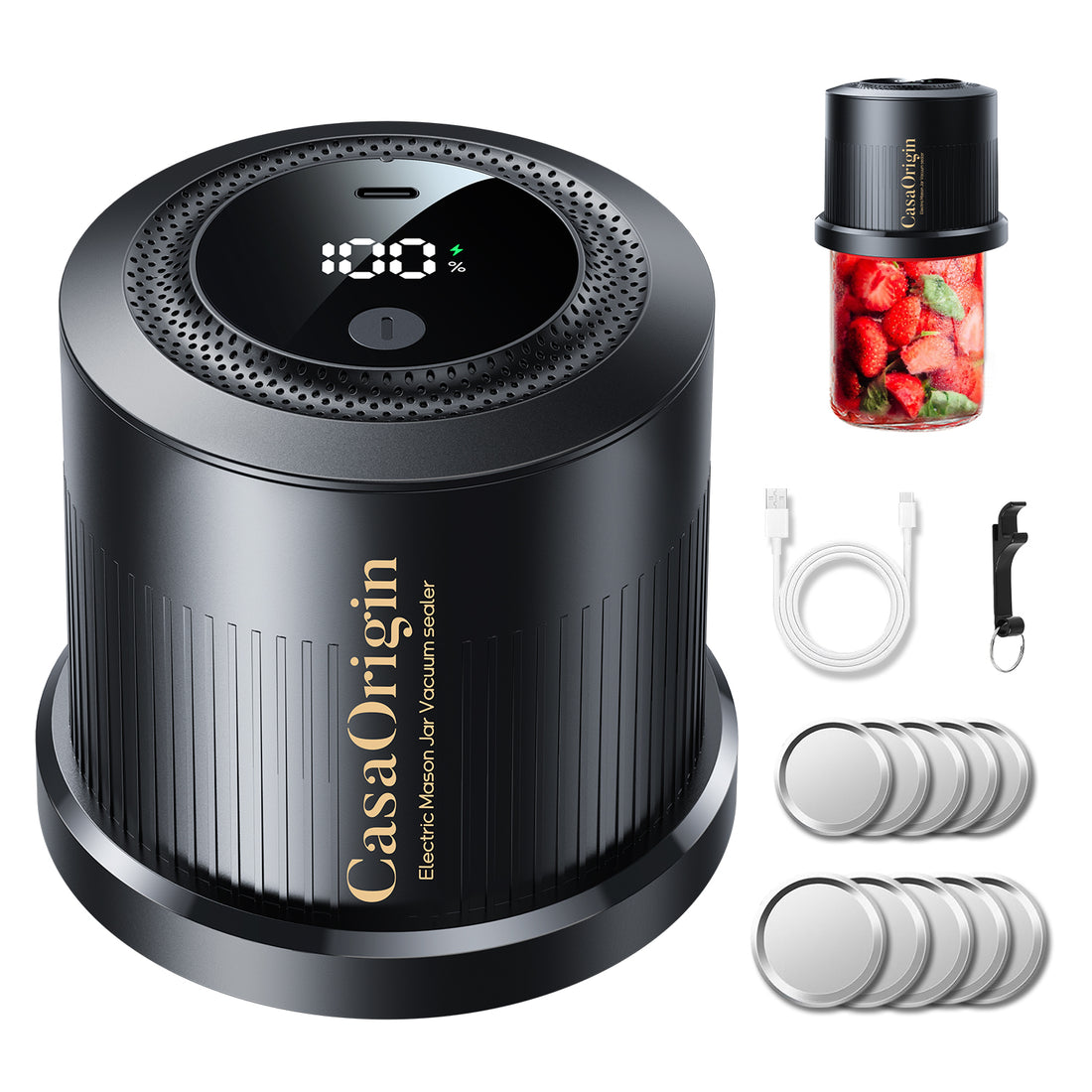 Electric Mason Jar Vacuum Sealer Kit （Black）